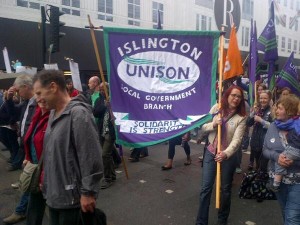 Islington Unison on the march (picture taken by Andrew Berry)