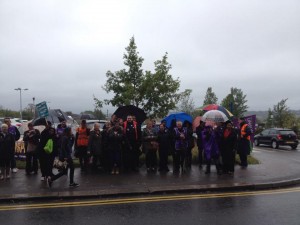 I said it was wet! A rainy Barnet picket line (photo from Janette Evans)
