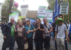 Greens on the march posing with leader Natalie Bennett